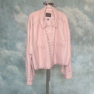 Eloquii Pink Studded Pleather Jacket
